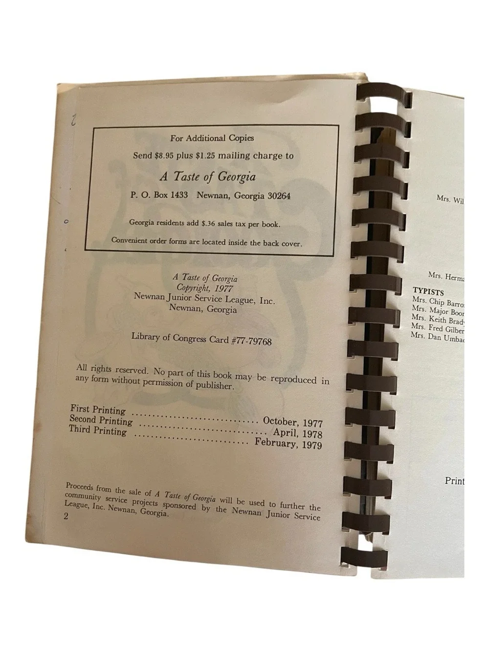 A Taste of Georgia Cookbook New an Junior Service League, Inc. February, 1979